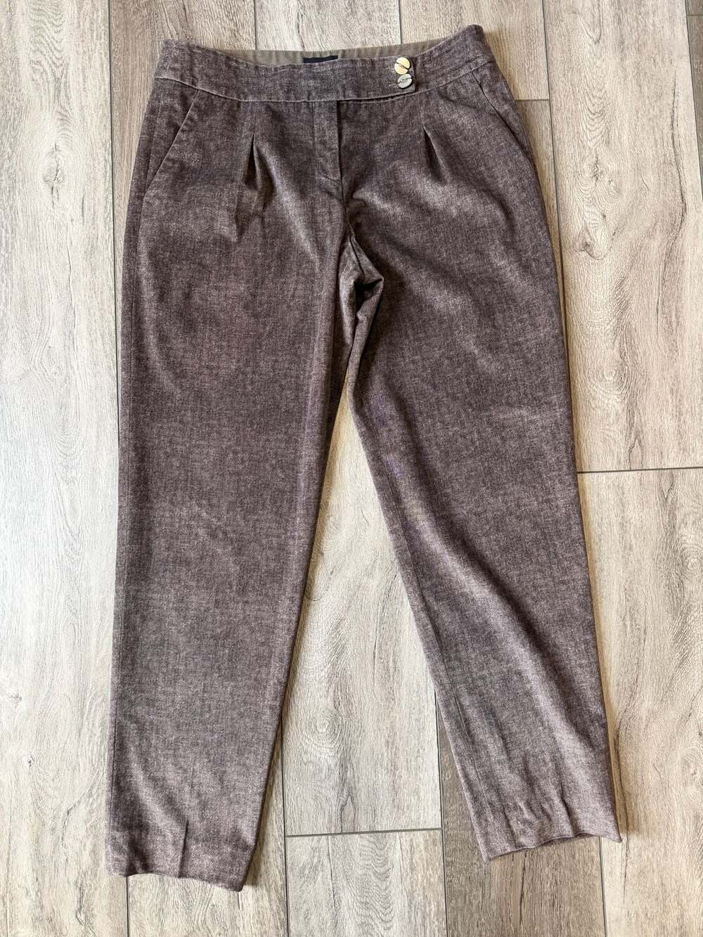 Giorgio Armani Pleated Tailored Trousers Size 40 Brown